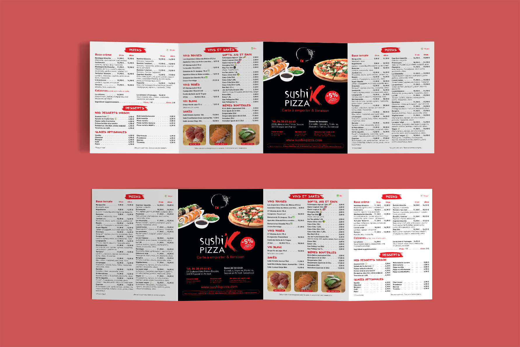 Carte 4 Volets A5 Sushi K Pizza - Alworld.fr